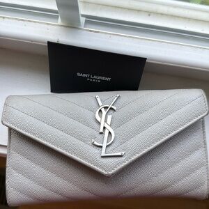 Saint Laurent Long Wallet Gray Leather